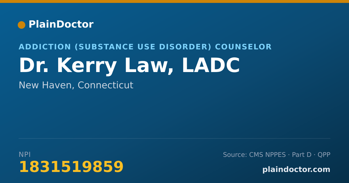 Shareable card for Kerry Law, LADC - Addiction (Substance Use Disorder) Counselor, New Haven, CT