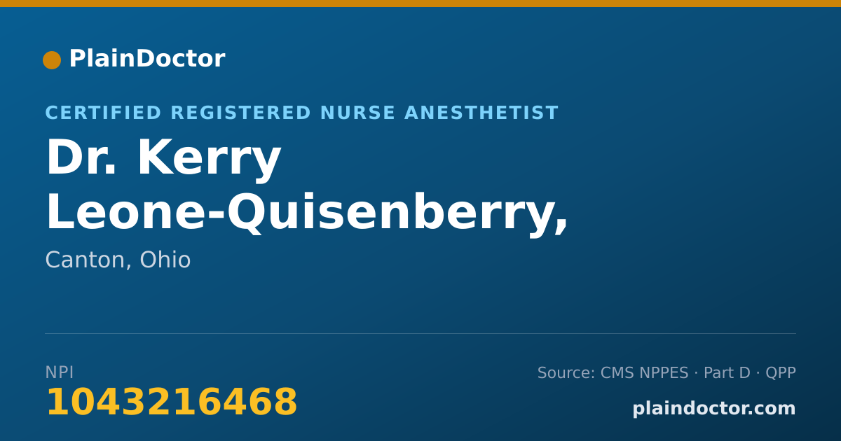 Shareable card for Kerry Leone-Quisenberry, CRNA - Certified Registered Nurse Anesthetist, Canton, OH