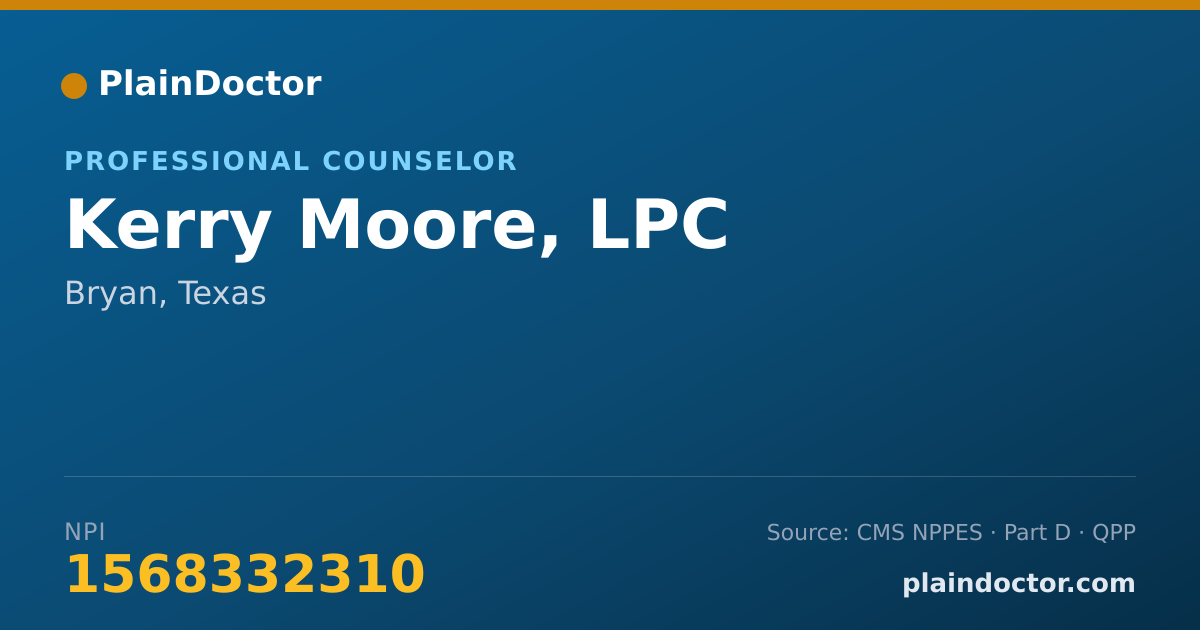 Shareable card for Kerry Moore, LPC - Professional Counselor, Bryan, TX