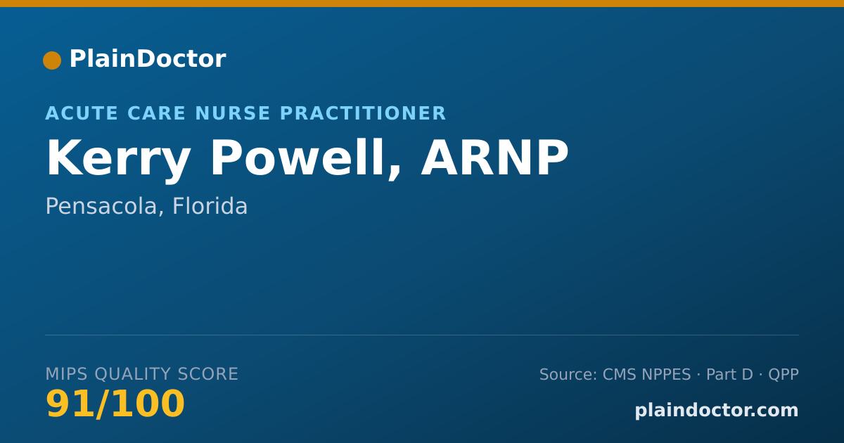Shareable card for Kerry Powell, ARNP - Acute Care Nurse Practitioner, Pensacola, FL