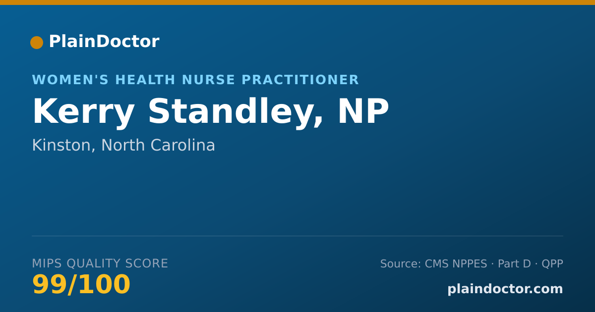 Shareable card for Kerry Standley, NP - Women's Health Nurse Practitioner, Kinston, NC