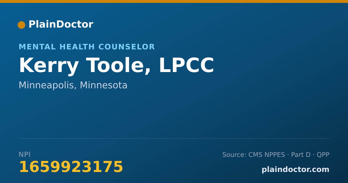 Shareable card for Kerry Toole, LPCC - Mental Health Counselor, Minneapolis, MN