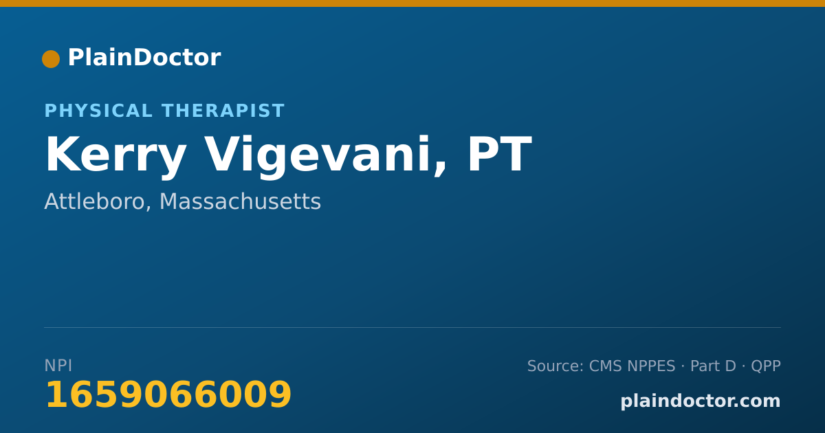 Shareable card for Kerry Vigevani, PT - Physical Therapist, Attleboro, MA