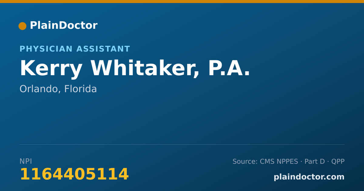 Shareable card for Kerry Whitaker, P.A. - Physician Assistant, Orlando, FL