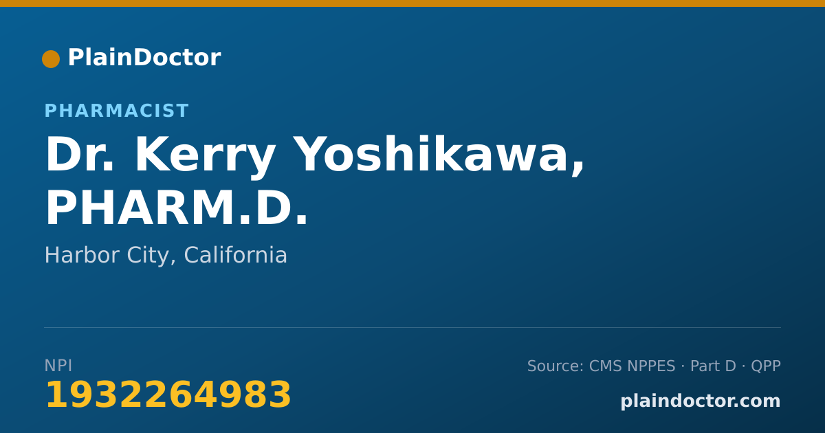 Shareable card for Kerry Yoshikawa, PHARM.D. - Pharmacist, Harbor City, CA