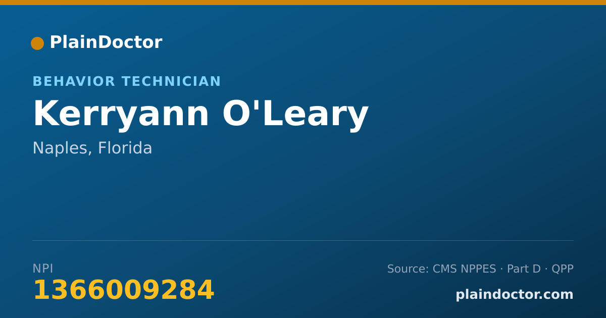Shareable card for Kerryann O'Leary - Behavior Technician, Naples, FL