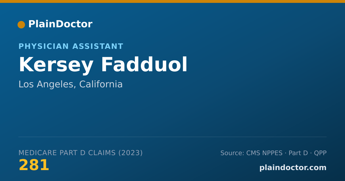 Shareable card for Kersey Fadduol - Physician Assistant, Los Angeles, CA