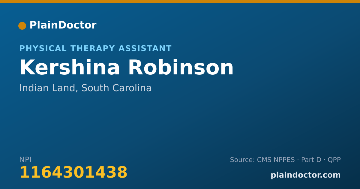 Shareable card for Kershina Robinson - Physical Therapy Assistant, Indian Land, SC