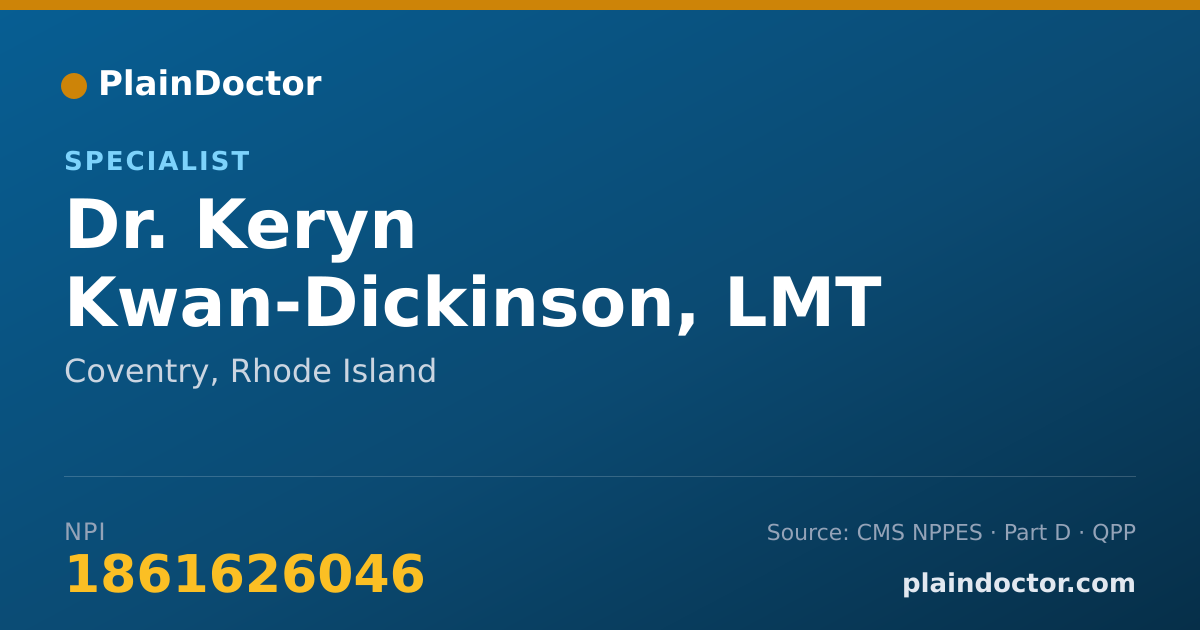 Shareable card for Keryn Kwan-Dickinson, LMT - Specialist, Coventry, RI