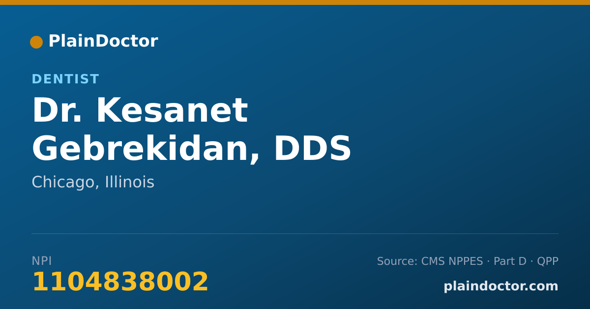 Shareable card for Kesanet Gebrekidan, DDS - Dentist, Chicago, IL