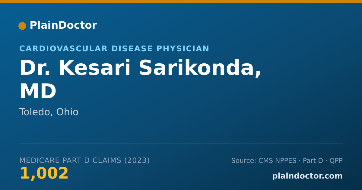 Shareable card for Kesari Sarikonda, MD - Cardiovascular Disease Physician, Toledo, OH