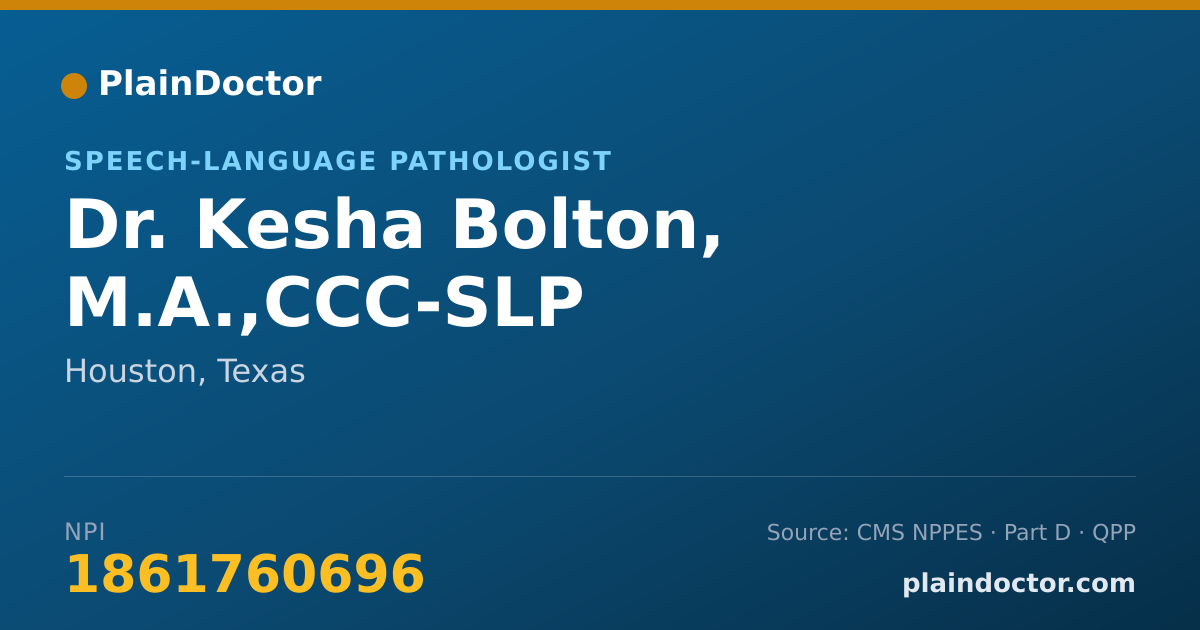 Shareable card for Kesha Bolton, M.A.,CCC-SLP - Speech-Language Pathologist, Houston, TX