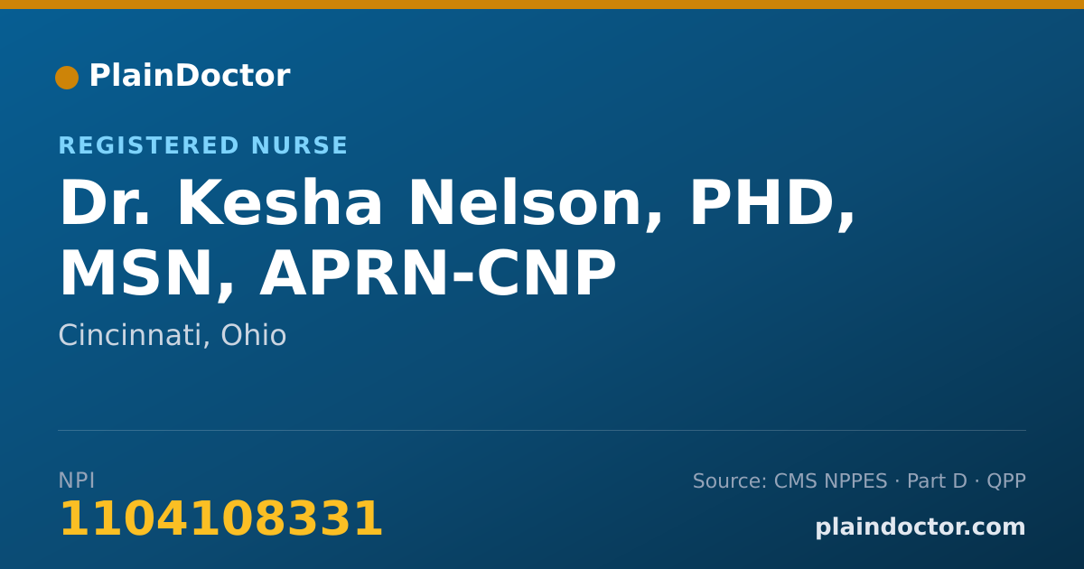 Shareable card for Kesha Nelson, PHD,  MSN, APRN-CNP - Registered Nurse, Cincinnati, OH