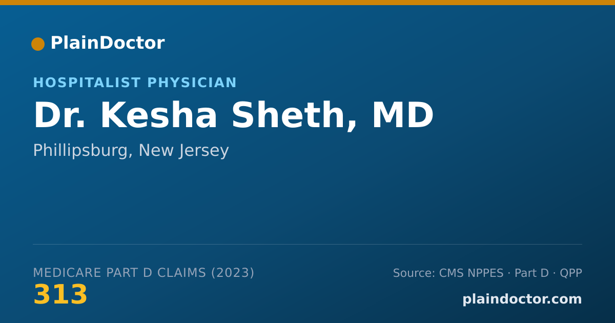 Shareable card for Kesha Sheth, MD - Hospitalist Physician, Phillipsburg, NJ