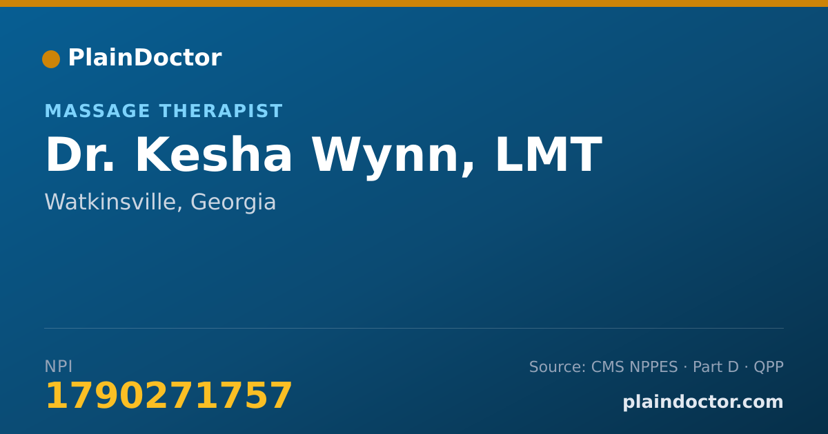 Shareable card for Kesha Wynn, LMT - Massage Therapist, Watkinsville, GA