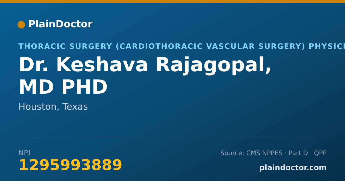 Shareable card for Keshava Rajagopal, MD PHD - Thoracic Surgery (Cardiothoracic Vascular Surgery) Physician, Houston, TX