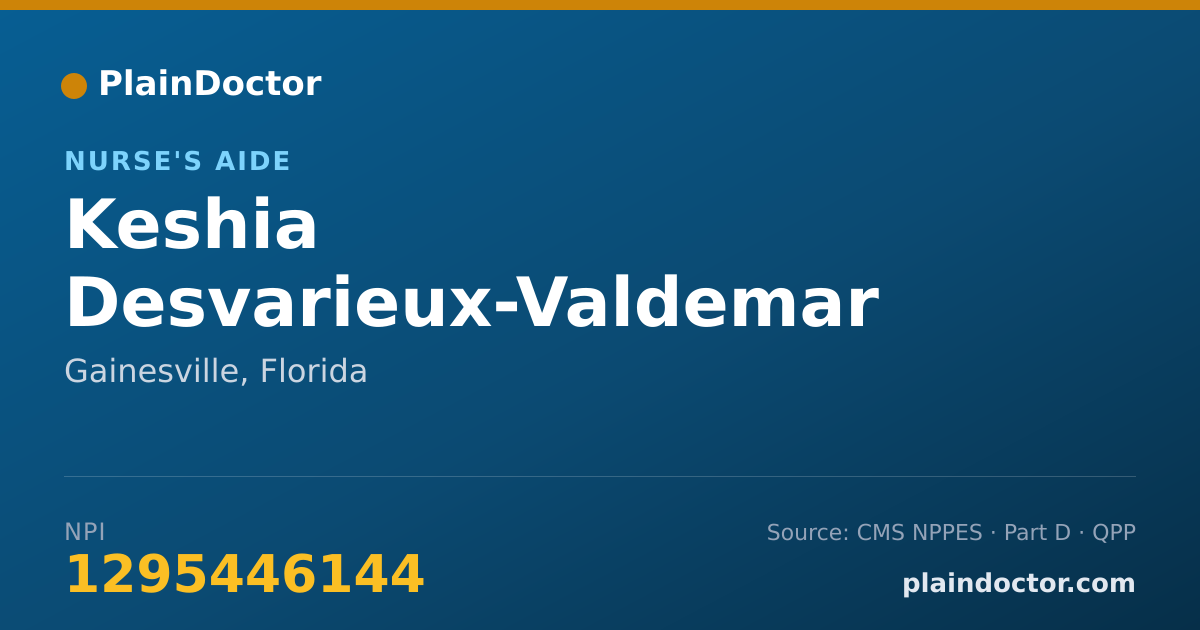 Shareable card for Keshia Desvarieux-Valdemar - Nurse's Aide, Gainesville, FL
