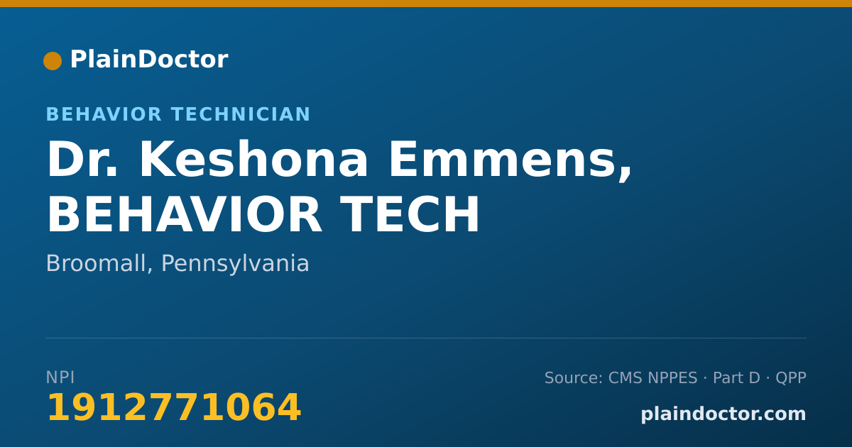 Shareable card for Keshona Emmens, BEHAVIOR TECH - Behavior Technician, Broomall, PA
