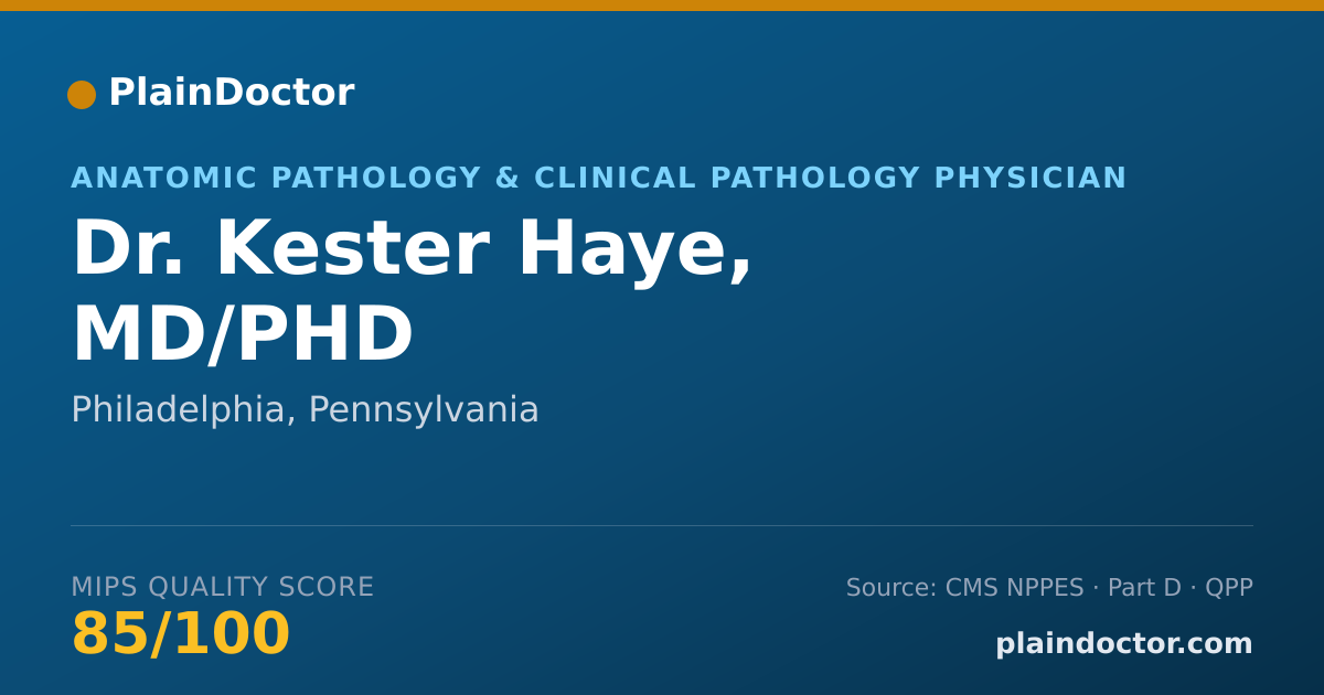 Shareable card for Kester Haye, MD/PHD - Anatomic Pathology & Clinical Pathology Physician, Philadelphia, PA