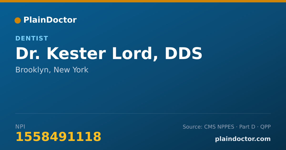 Shareable card for Kester Lord, DDS - Dentist, Brooklyn, NY