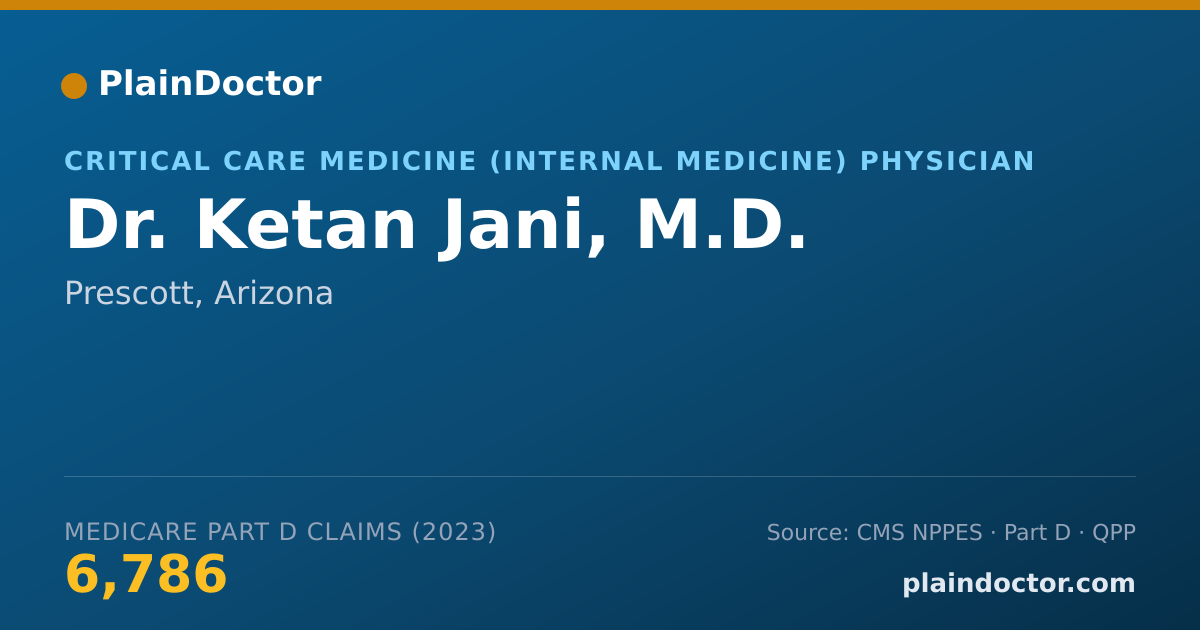 Shareable card for Ketan Jani, M.D. - Critical Care Medicine (Internal Medicine) Physician, Prescott, AZ