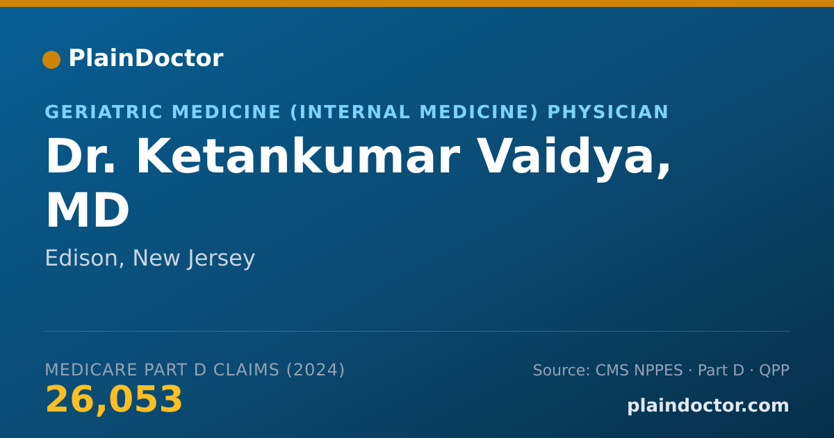 Shareable card for Ketankumar Vaidya, MD - Geriatric Medicine (Internal Medicine) Physician, Edison, NJ