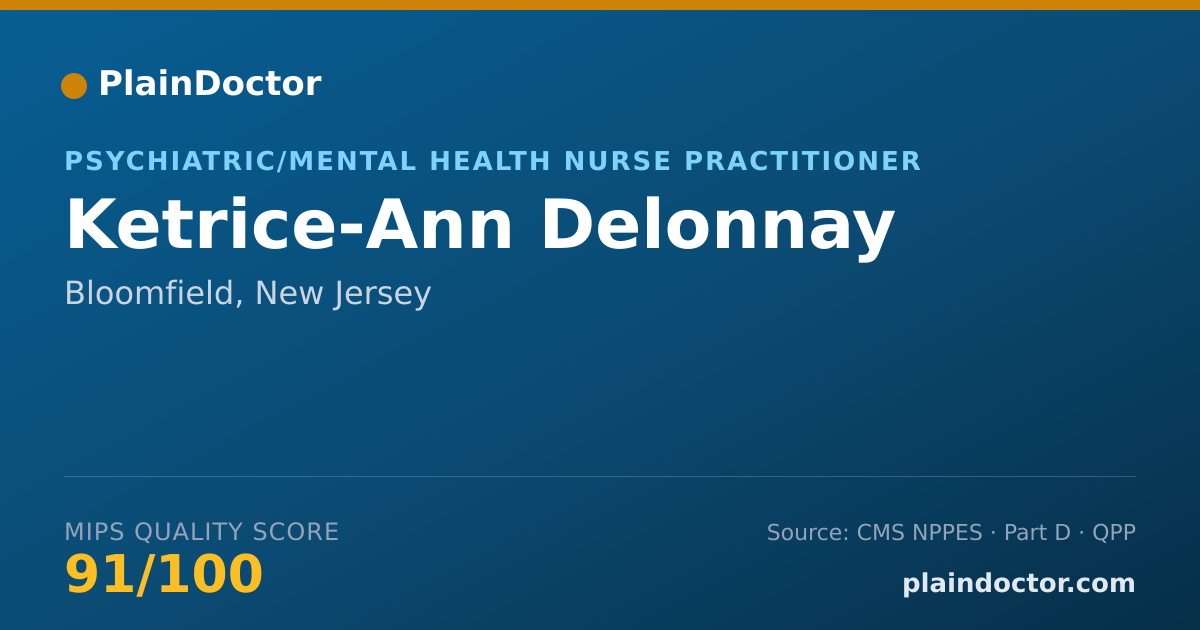 Shareable card for Ketrice-Ann Delonnay - Psychiatric/Mental Health Nurse Practitioner, Bloomfield, NJ