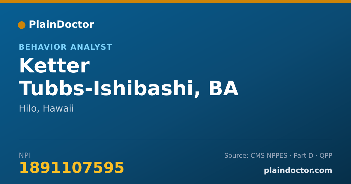 Shareable card for Ketter Tubbs-Ishibashi, BA - Behavior Analyst, Hilo, HI