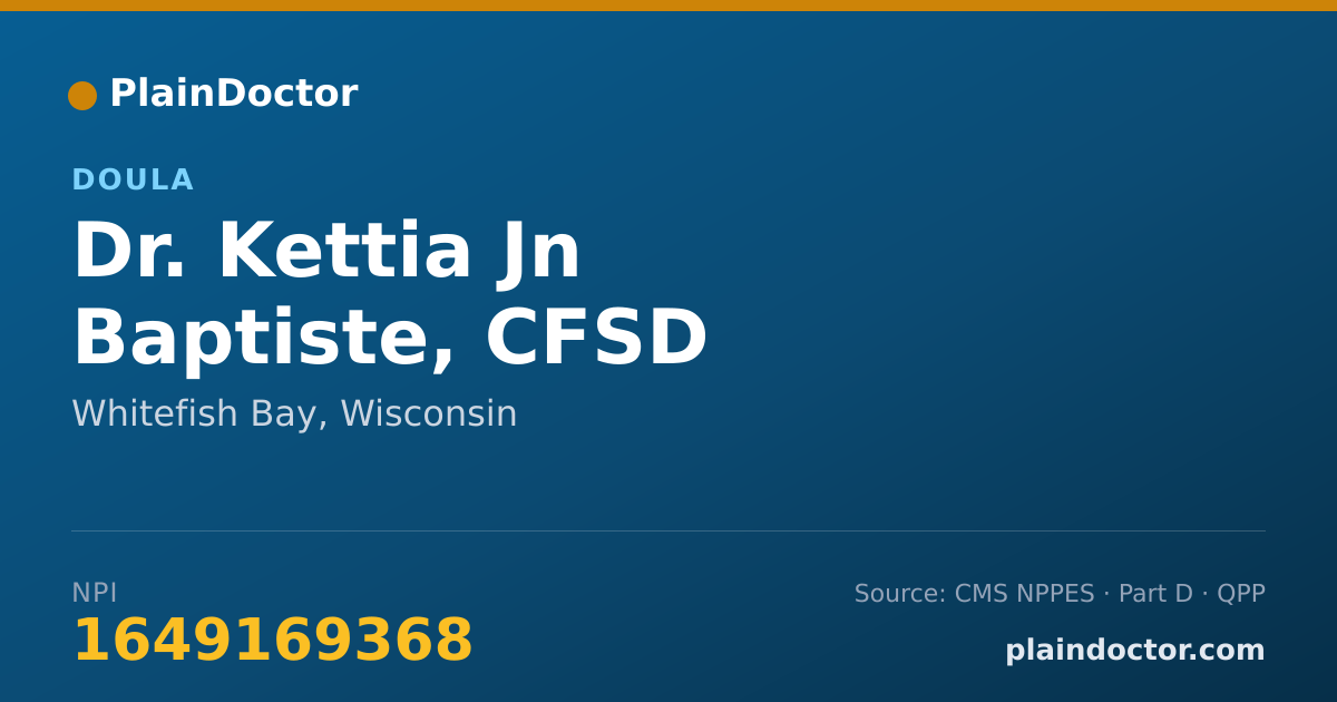 Shareable card for Kettia Jn Baptiste, CFSD - Doula, Whitefish Bay, WI