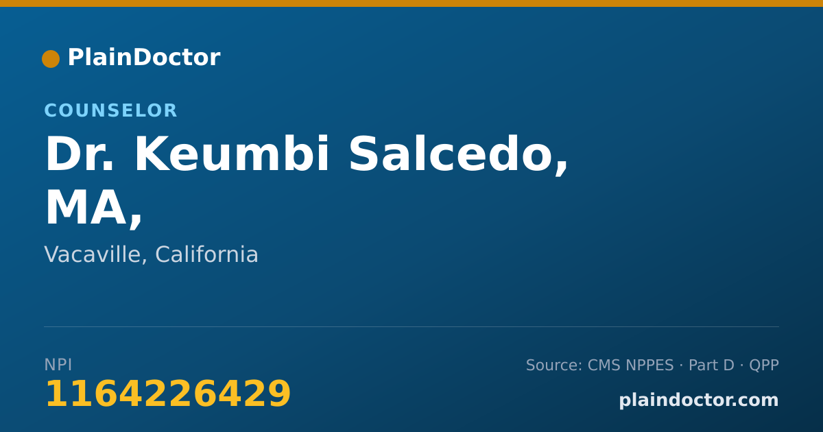 Shareable card for Keumbi Salcedo, MA, - Counselor, Vacaville, CA