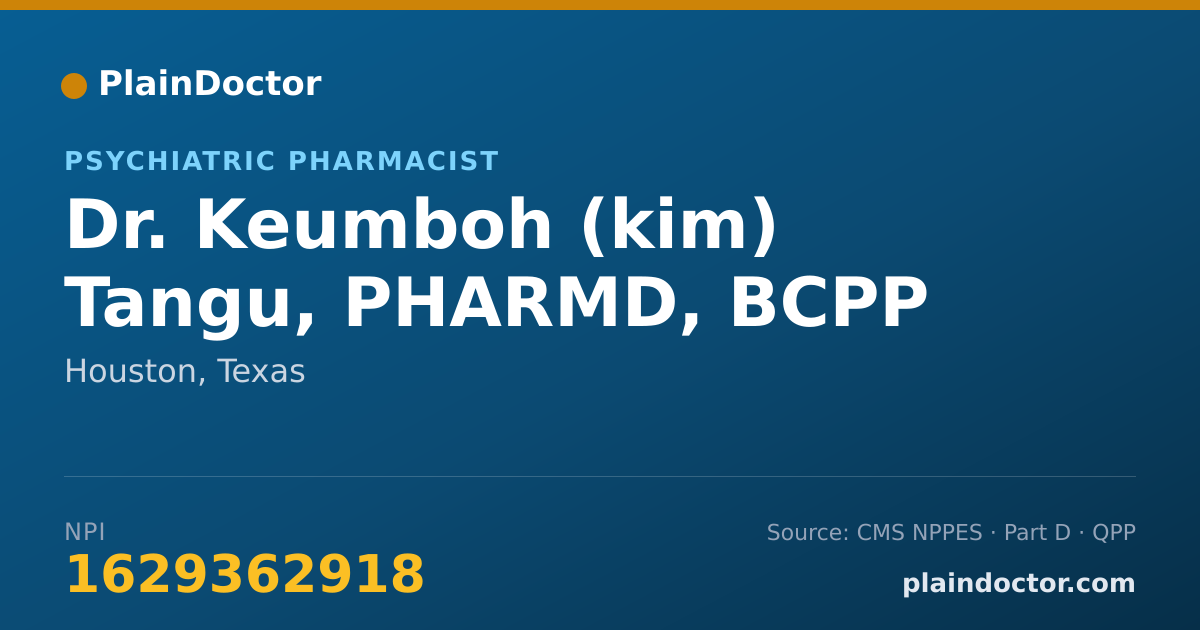 Shareable card for Keumboh (kim) Tangu, PHARMD, BCPP - Psychiatric Pharmacist, Houston, TX