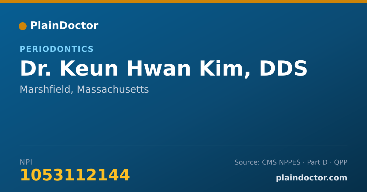 Shareable card for Keun Hwan Kim, DDS - Periodontics, Marshfield, MA