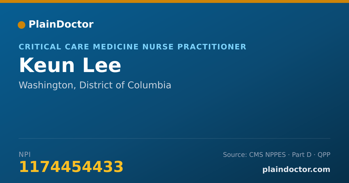 Shareable card for Keun Lee - Critical Care Medicine Nurse Practitioner, Washington, DC