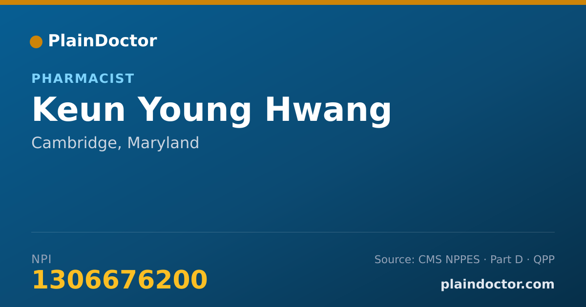 Shareable card for Keun Young Hwang - Pharmacist, Cambridge, MD
