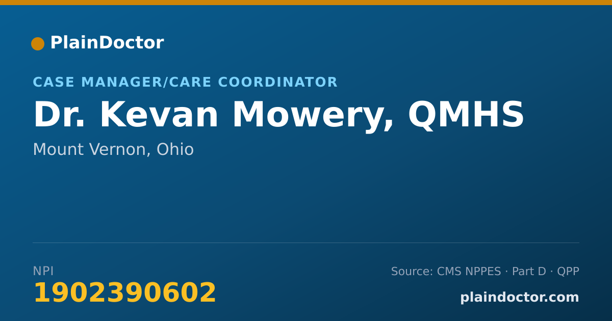 Shareable card for Kevan Mowery, QMHS - Case Manager/Care Coordinator, Mount Vernon, OH