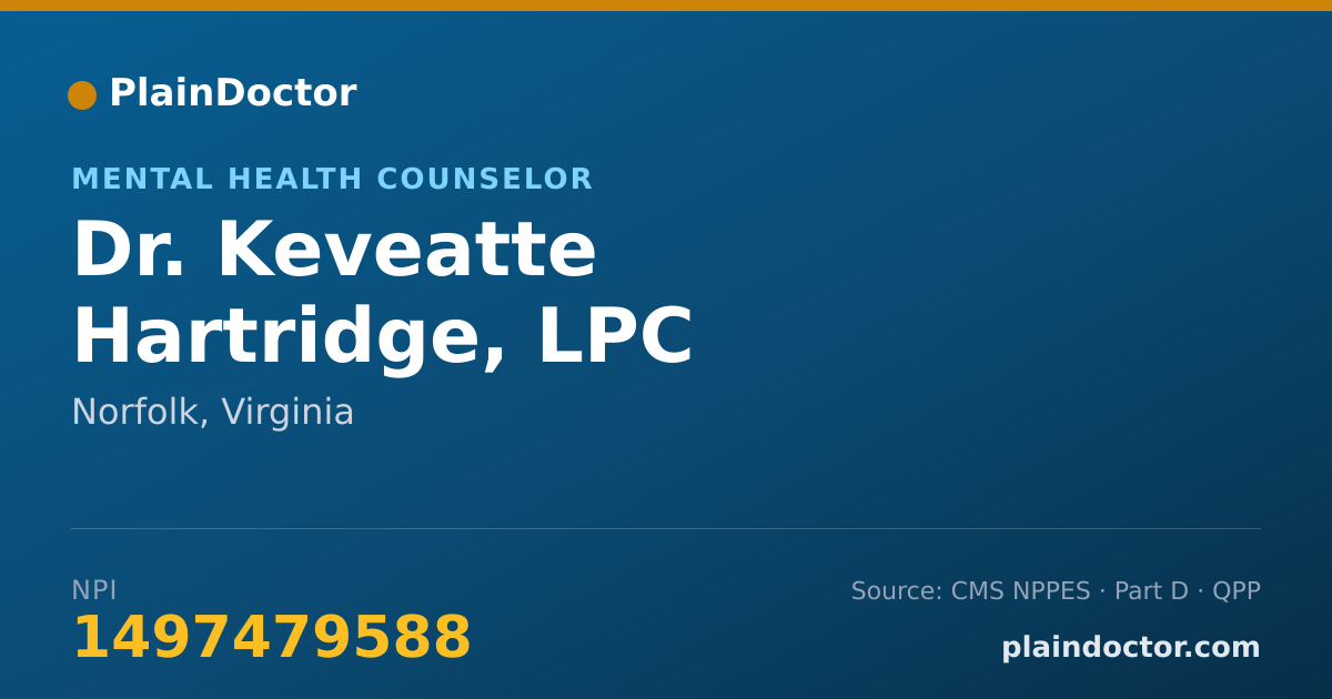 Shareable card for Keveatte Hartridge, LPC - Mental Health Counselor, Norfolk, VA