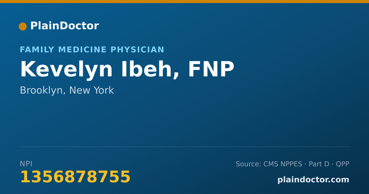 Shareable card for Kevelyn Ibeh, FNP - Family Medicine Physician, Brooklyn, NY