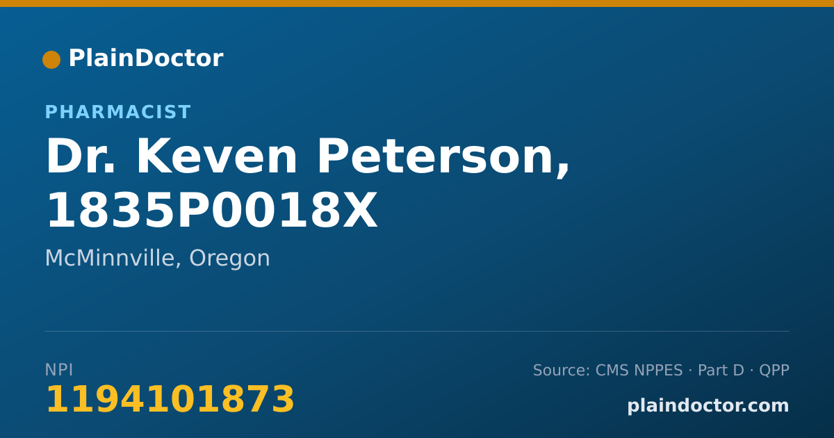 Shareable card for Keven Peterson, 1835P0018X - Pharmacist, McMinnville, OR
