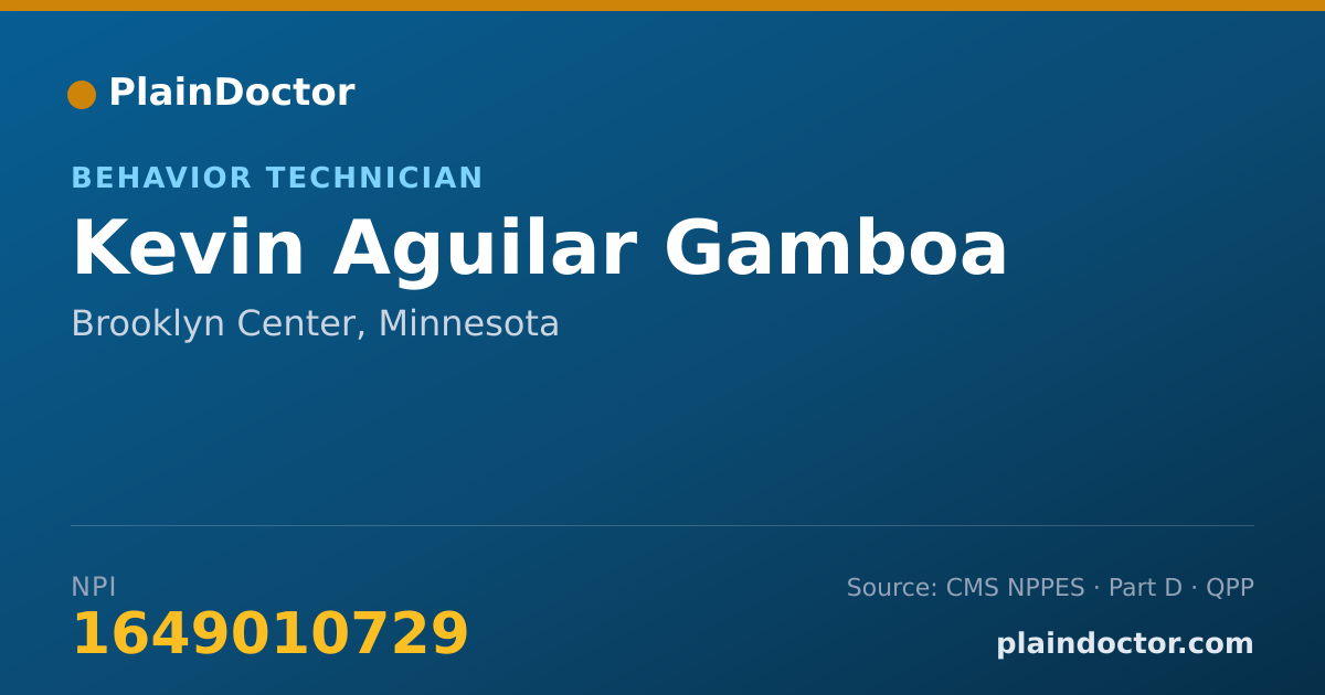 Shareable card for Kevin Aguilar Gamboa - Behavior Technician, Brooklyn Center, MN