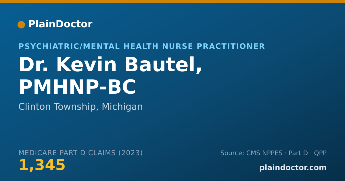 Shareable card for Kevin Bautel, PMHNP-BC - Psychiatric/Mental Health Nurse Practitioner, Clinton Township, MI
