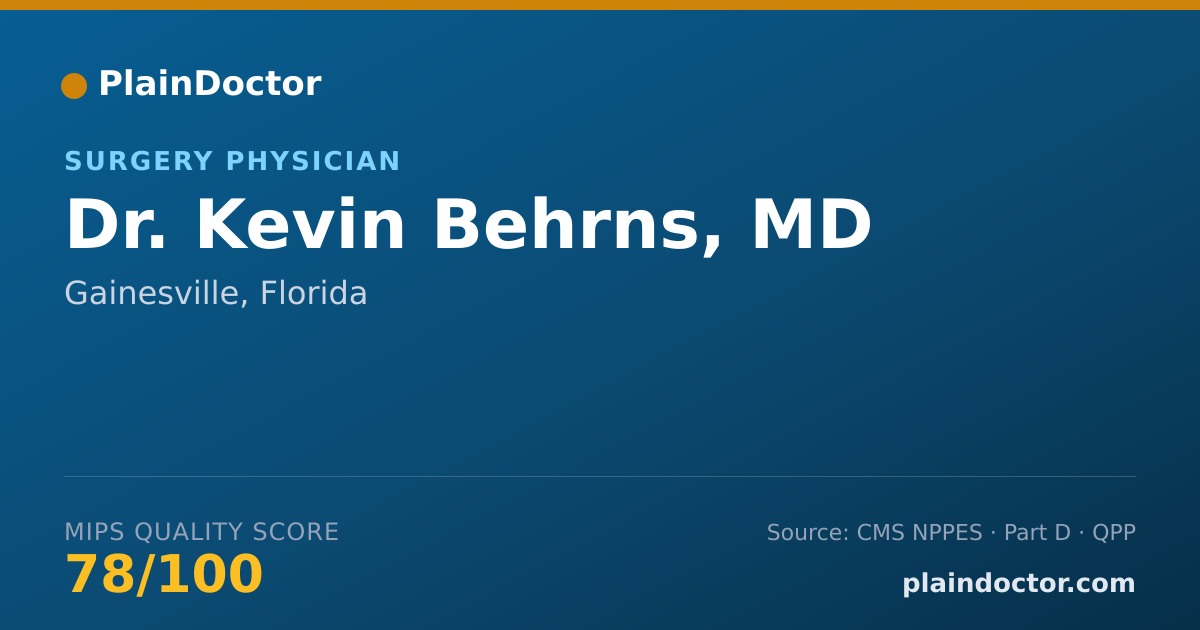 Shareable card for Kevin Behrns, MD - Surgery Physician, Gainesville, FL