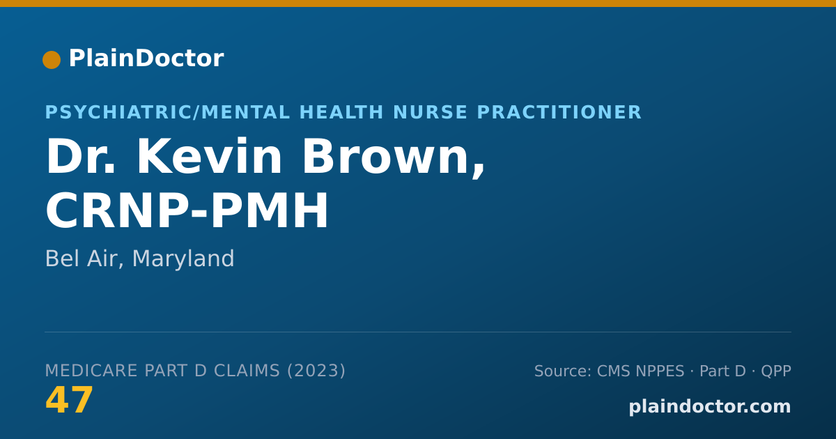 Shareable card for Kevin Brown, CRNP-PMH - Psychiatric/Mental Health Nurse Practitioner, Bel Air, MD