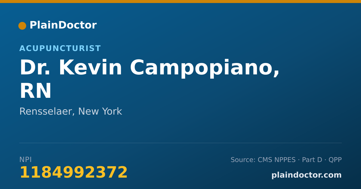 Shareable card for Kevin Campopiano, RN - Acupuncturist, Rensselaer, NY