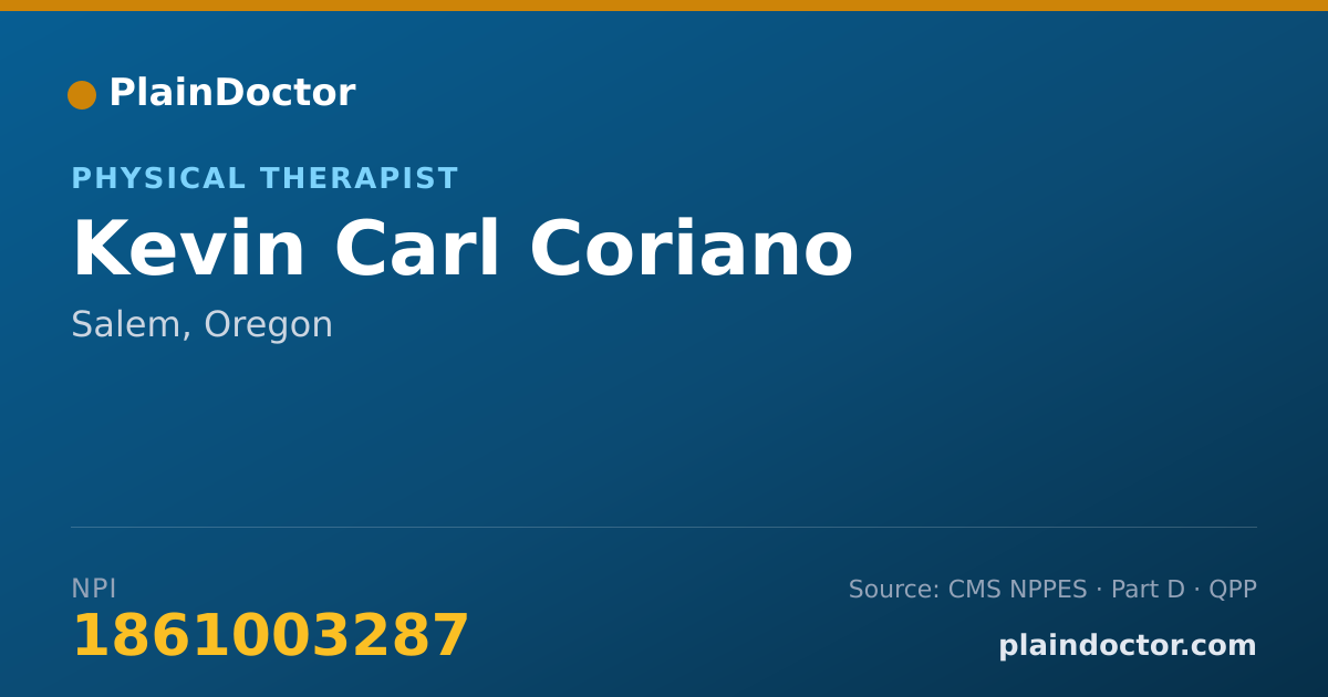 Shareable card for Kevin Carl Coriano - Physical Therapist, Salem, OR