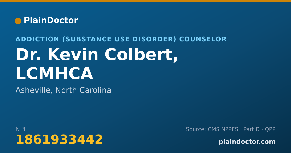 Shareable card for Kevin Colbert, LCMHCA - Addiction (Substance Use Disorder) Counselor, Asheville, NC