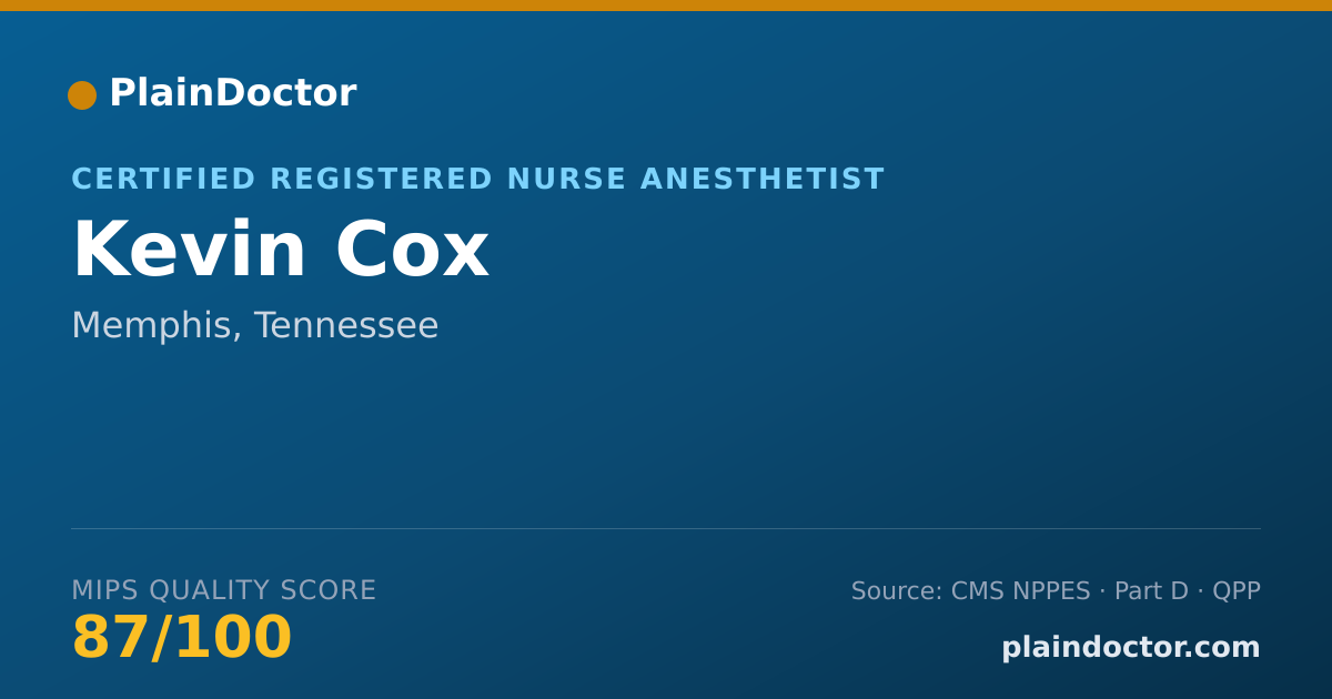 Shareable card for Kevin Cox - Certified Registered Nurse Anesthetist, Memphis, TN