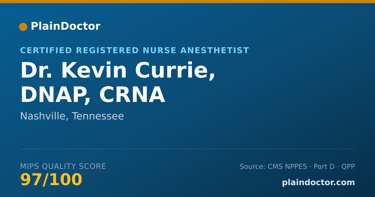 Shareable card for Kevin Currie, DNAP, CRNA - Certified Registered Nurse Anesthetist, Nashville, TN