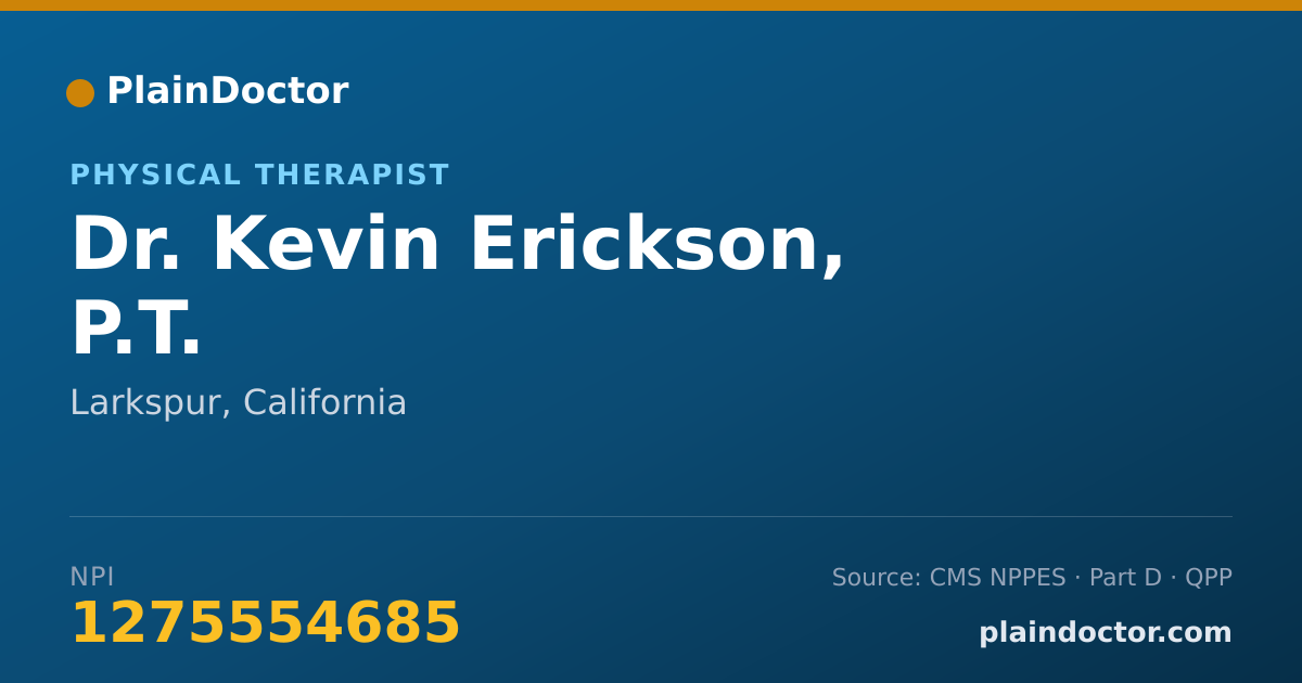 Shareable card for Kevin Erickson, P.T. - Physical Therapist, Larkspur, CA