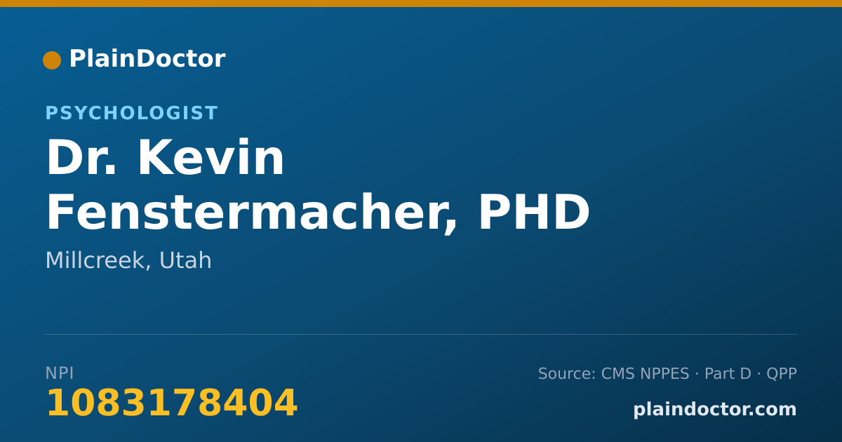 Shareable card for Kevin Fenstermacher, PHD - Psychologist, Millcreek, UT