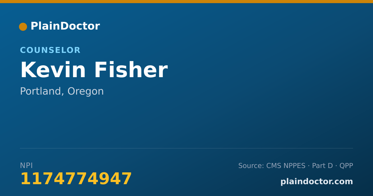 Shareable card for Kevin Fisher - Counselor, Portland, OR